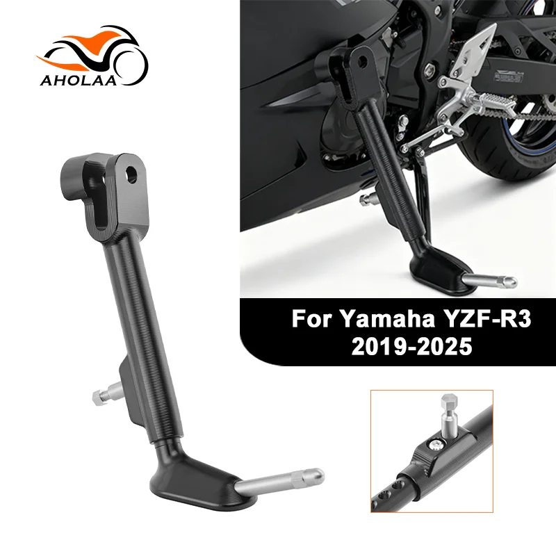 

Motorcycle Adjustable Kickstand Foot Side Stand Parking For Yamaha YZF R3 YZF-R3 Accessories Steel CNC 2019-2025 2024 2023 2022