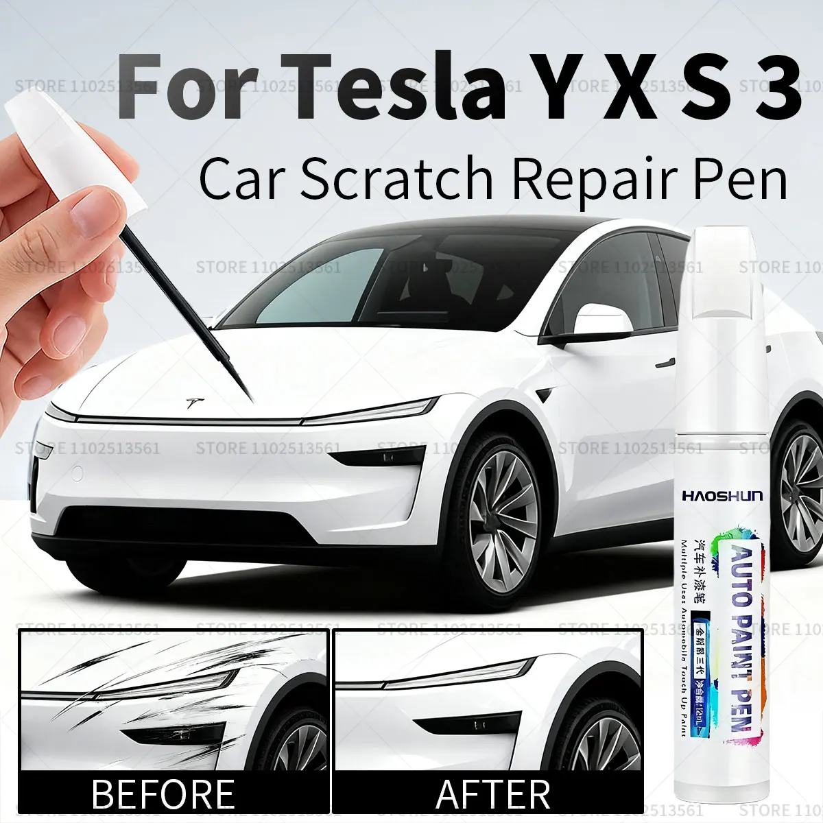 Car Paint Scratch Repair Pen Touch Up Wheel Hub Touch Up Pen Black Pearl White Silver Deepsea Blue Red For Tesla Model 3 Y X S