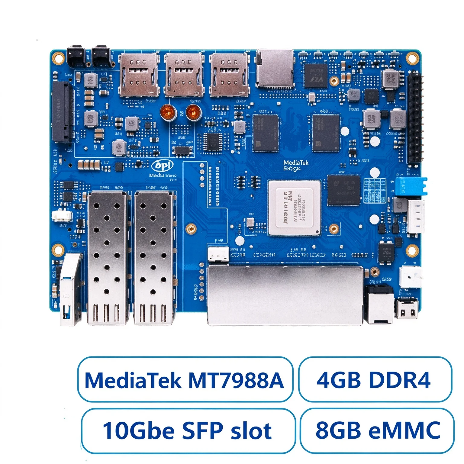 Router With Sfp+ 10G Port - BPI-R4 บอร์ดพัฒนาเราเตอร์โอเพนซอร์ส MediaTek MT7988A 4GB DDR4