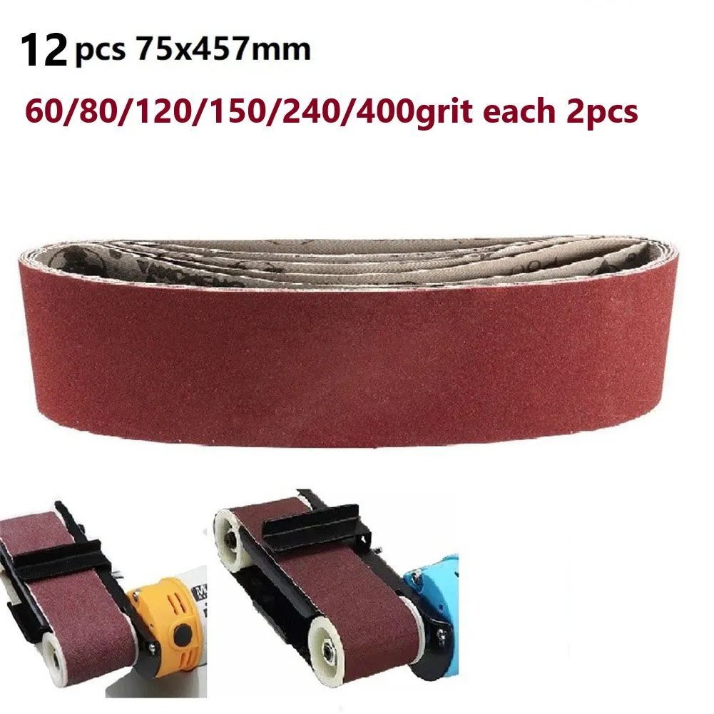 

12PCS 75X457mm Sanding Belts 60 80 120 150 240 400 Grit Belt Sander Sandpaper Abrasive Tools Metal Wood Grinding And Polishing