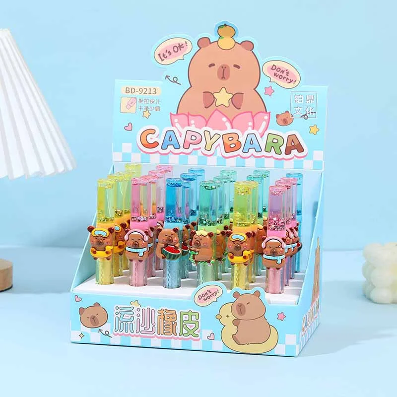 

24pcs/lot Kawaii Capybara Oil Eraser Cute Writing Drawing Rubber Pencil Erasers Stationery Kids Gifts School Office Supplies