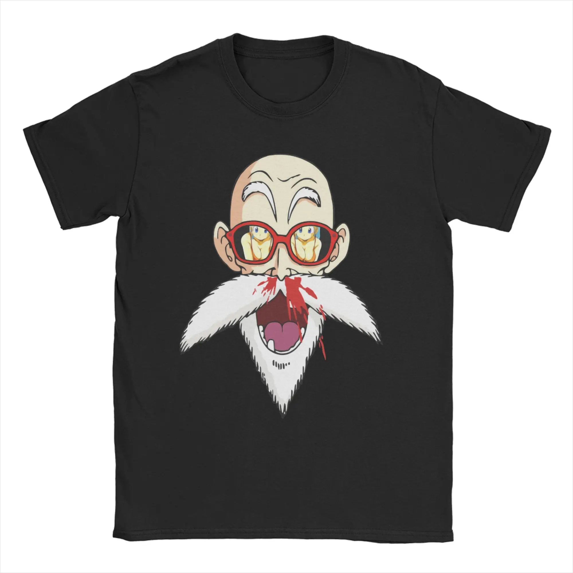 Men T-Shirts Hentai Perverted Master Roshi Bleeding Dragon Ball Cotton Tees Kame Sennin Jackie Chun T Shirts O Neck Clothing