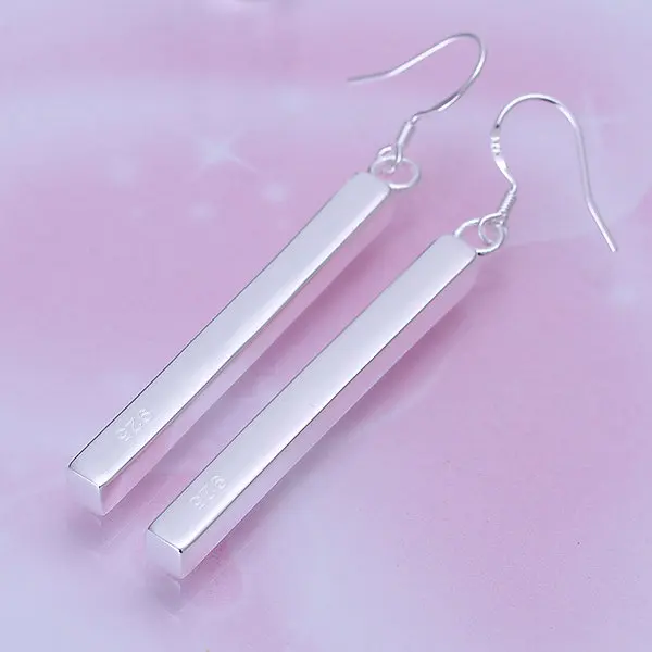 

1 pair of minimalist column 925 sterling silver earrings for women Fashion Charm Wedding Party Gift Jewelry Christmas