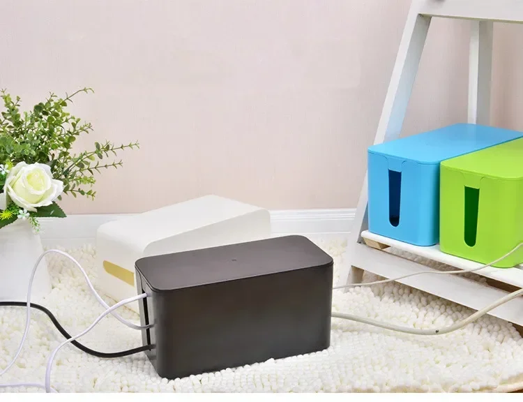 1 قطعة صندوق تخزين الأسلاك البلاستيكية خط الطاقة التخزين المنظم كابل جمع حالات تقاطع يمكن قطاع الطاقة الحبل صندوق تخزين OK 0687