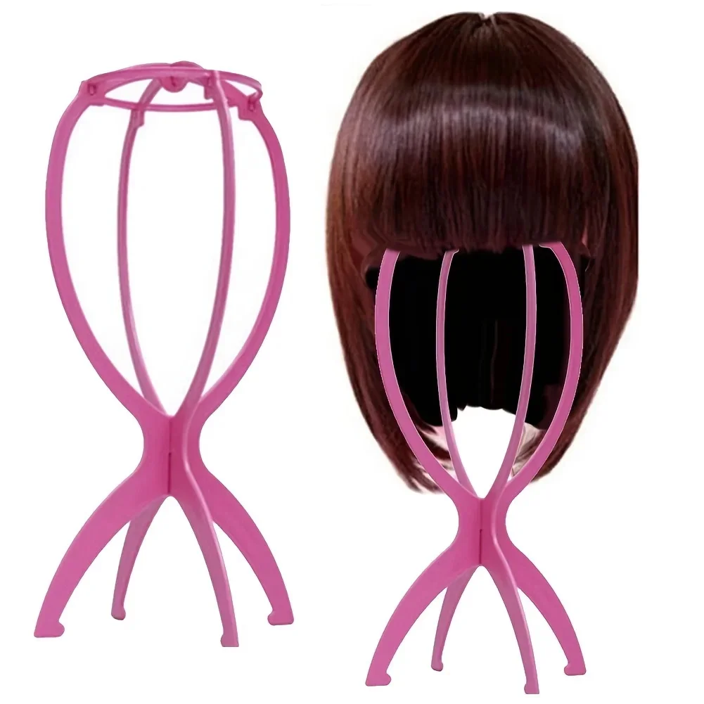 Toupee and Wig Stand, Durable Wig Holder Stands for Displaying Wigs Toupee Exhibitions (Black/Pink)