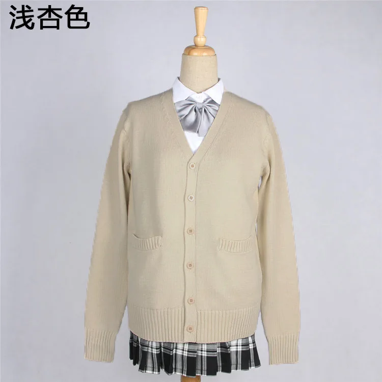 Xixiang Chaoyue Clothing Japanese V-neck long sleeved cardigan JK uniform 7-needle thick sweater in stock