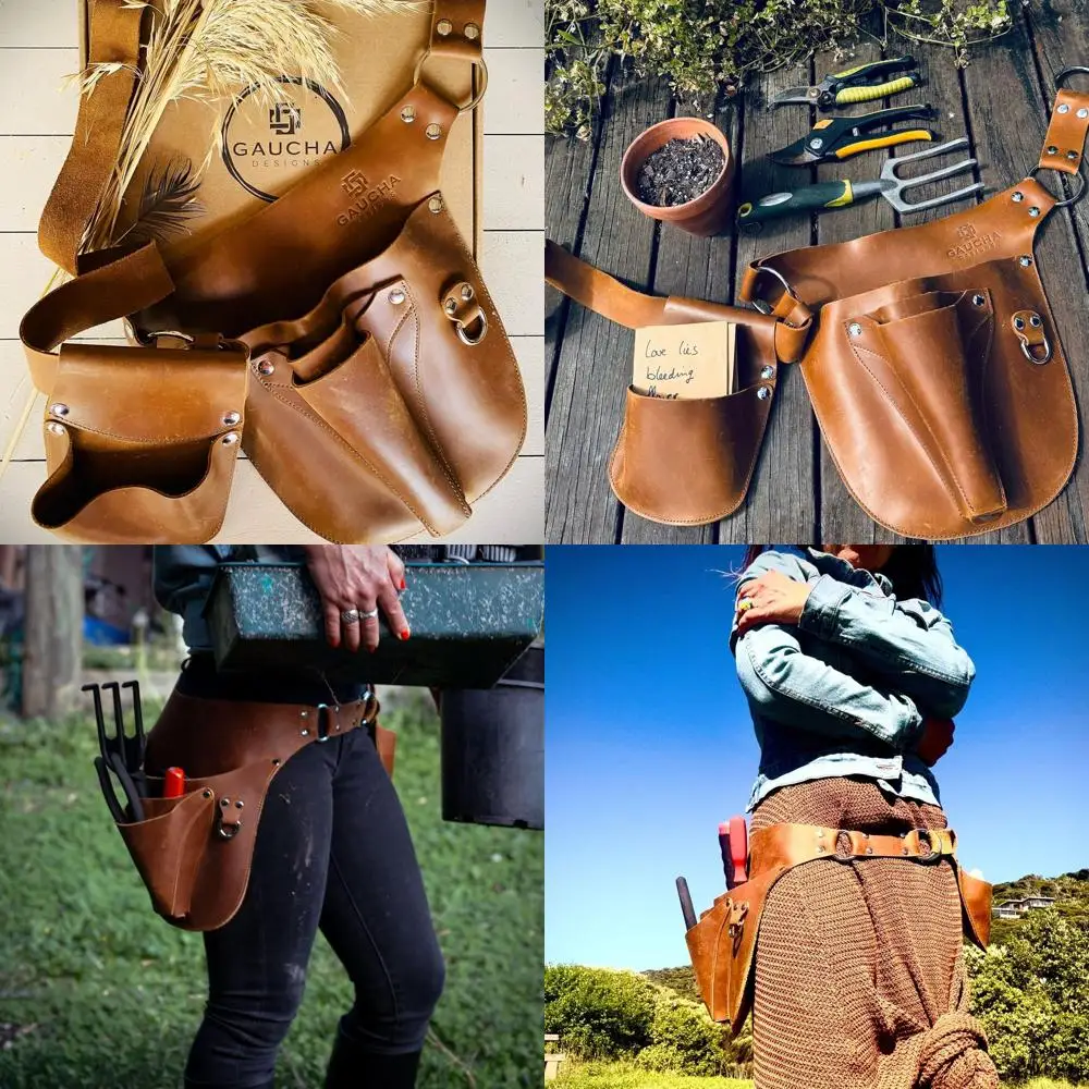 

Садовый пояс для женщин - кожаный органайзер для инструментов - идеальный подарок для садоводов и флористов