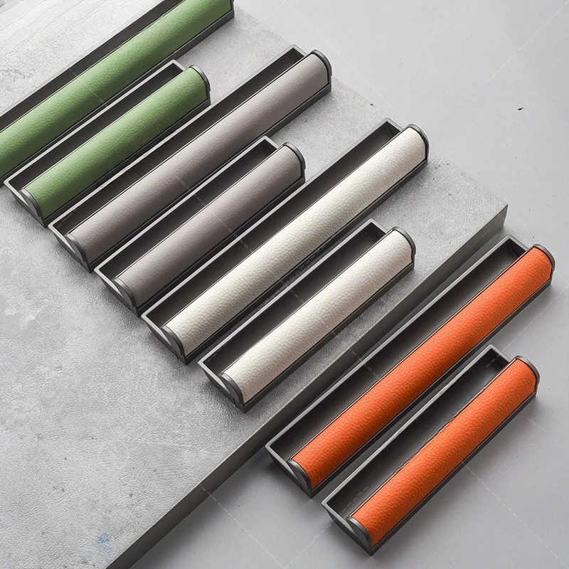 Wardrobe Sliding Door Invisible Handle Embedded Handle Leather Concealed Handle Drawer Cabinet Groove Hidden Buckle Door Pulls