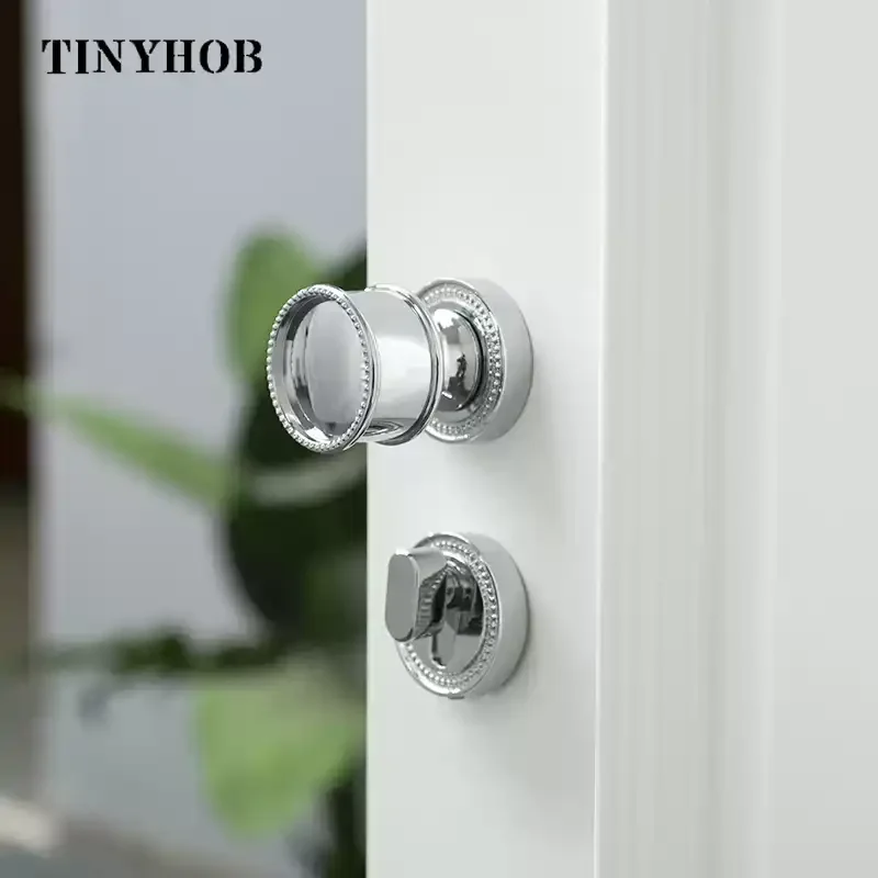 Tinyhob Door Lock with Knob Brass Interior Door Lock Set for Bedroom Bathroom Double Wood Furniture Room Door Handles