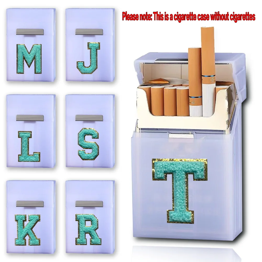 

Initial Chenille Plastic Cigarette Storage Case Waterproof Cigarette Smoke Accessories Name Initials A-Z 26 Letter Green Pattern