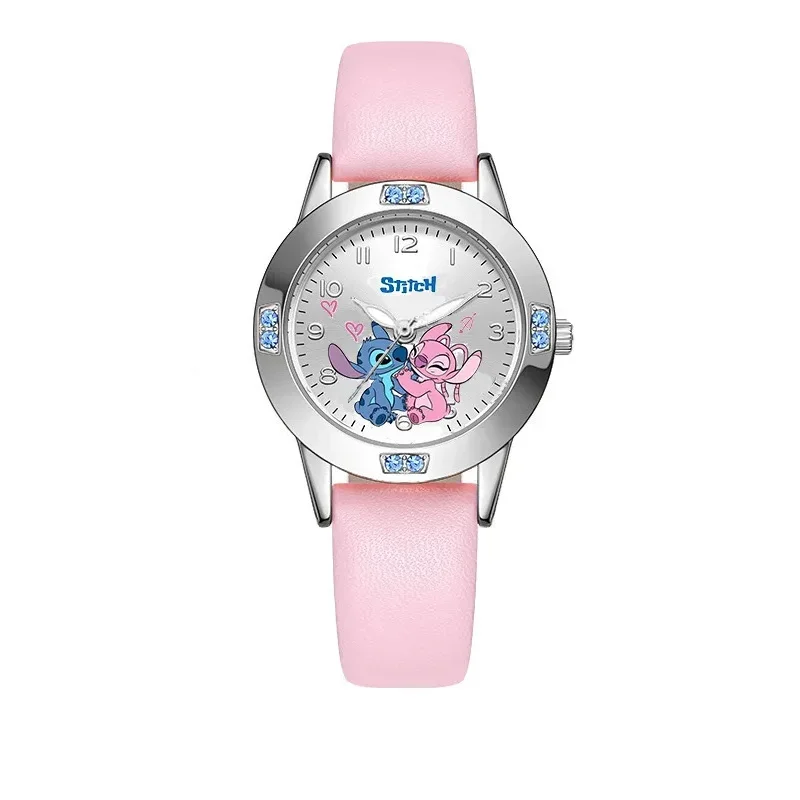 ساعات ديزني ستيتش للأطفال، ساعة كوارتز كرتونية لطيفة مع حزام ألماس مقلد، هدية عيد ميلاد للأطفال للأولاد والبنات