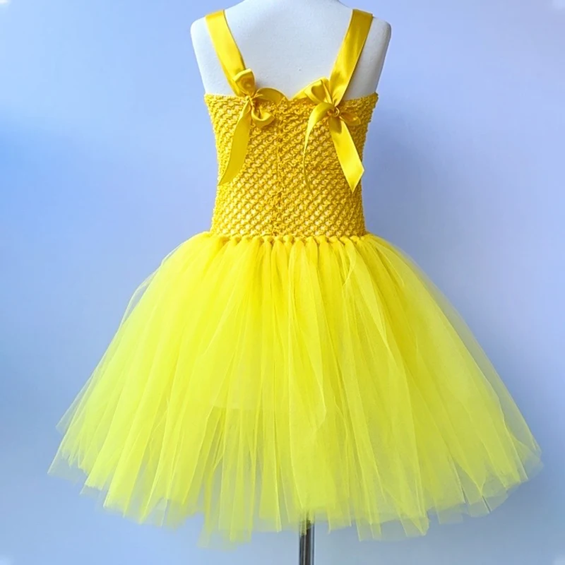 Yellow Cartoon Animals Picachu Cosplay Costumes for Baby Girls Birthday Party Halloween Tutu Dresses Kids Cosplay Outfits