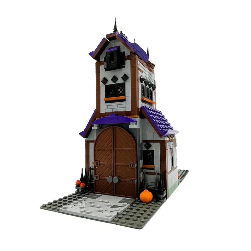 Popular Game Model Moc Building Bricks Spooky House Model Technology Blocks Christmas DIY City Street View Toy Construction Gift