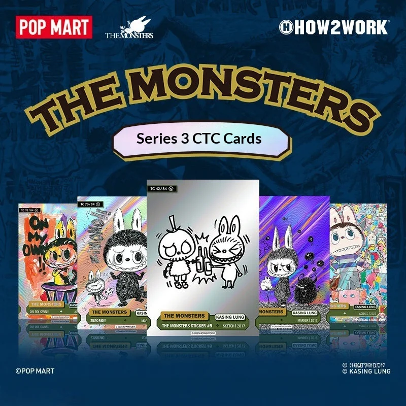 

Новое поступление POPMART, подлинная How2work CTC-The Monsters Series 3, каваи Labubu, слепая коробка для карт, модные коллекционные игрушки-карты