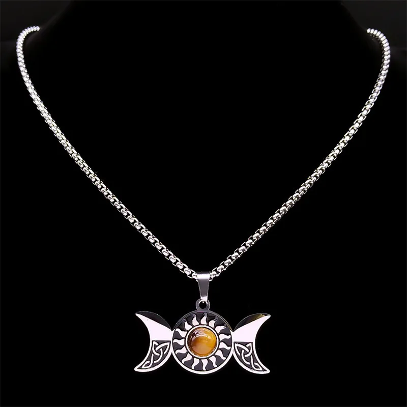 2024 new fashion stainless steel Trinity Pentacle Sun Pendant clavicle chain everything matching necklace accessories anniversar