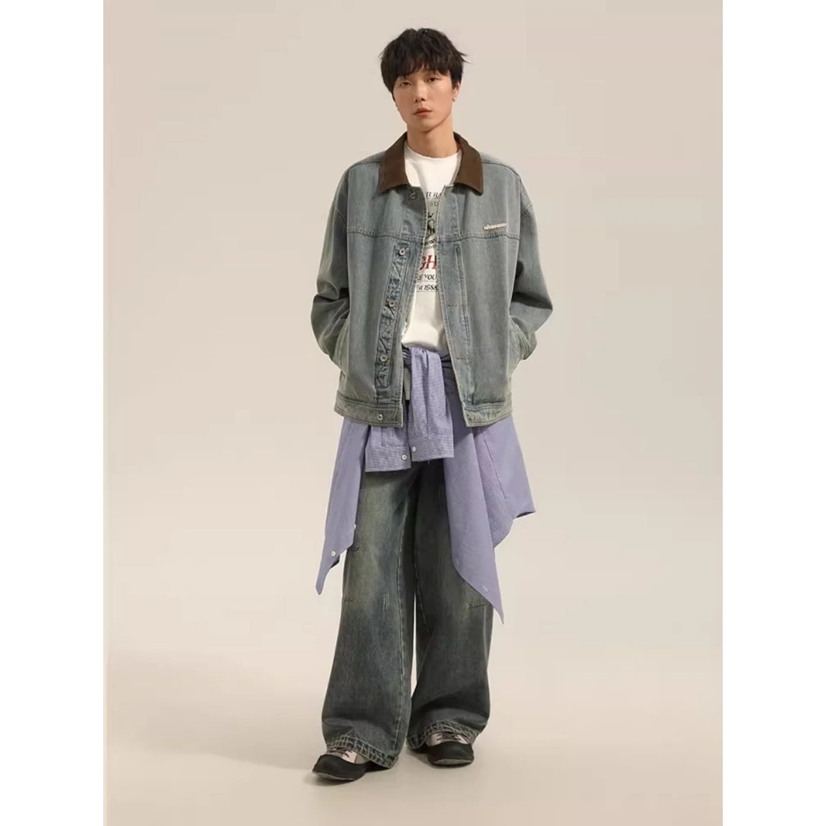 

ONUN американская джинсовая рабочая одежда в стиле ретро с вельветовым воротником, свободное повседневное универсальное прочное весенне-осенне-зимнее пальто