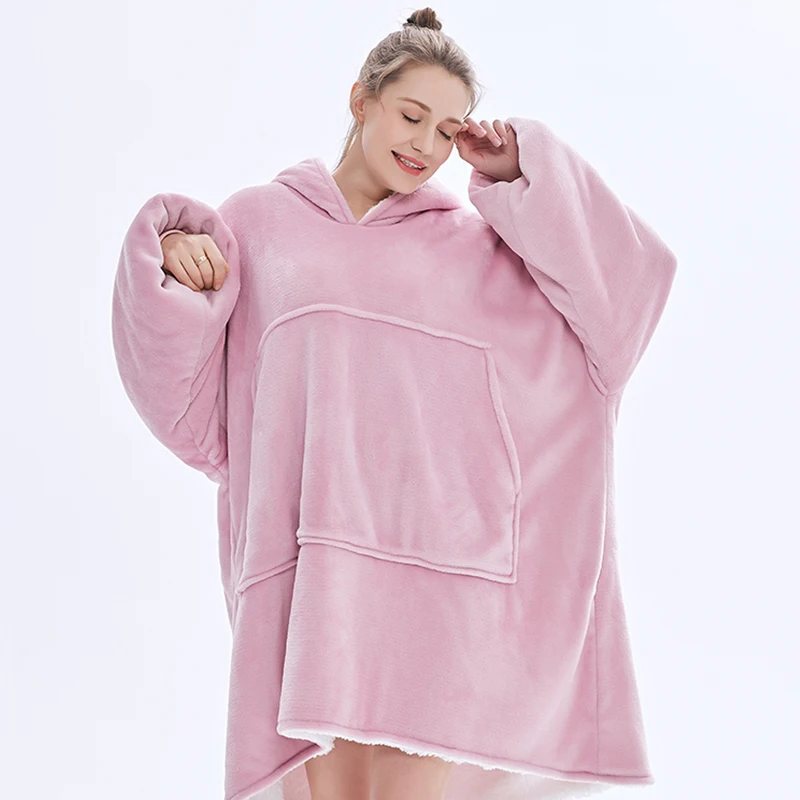 Blanket with Sleeves Oversized Winter Hoodie Fleece Warm Hoodies Sweatshirts Giant TV Blanket Women Men Hoody Robe Couple