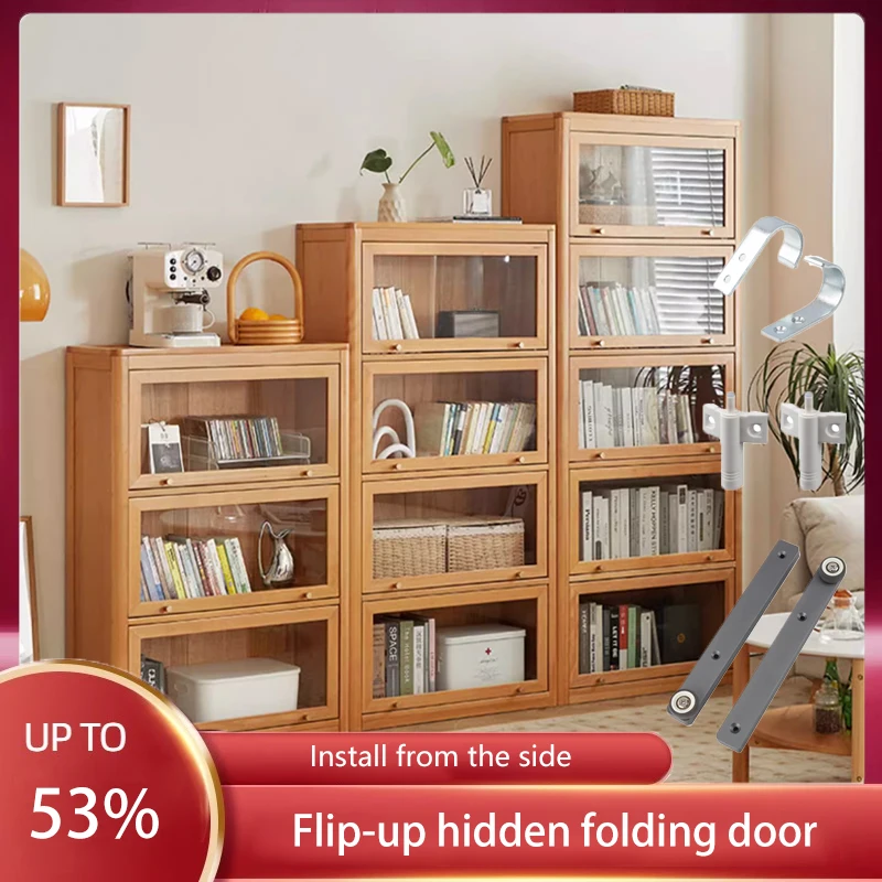 

Hidden Flip-Up Folding Door Hardware Accessories, Bookcase Door, Revolving Door Slide Rail, Side-Mounted Hidden Guide Rail