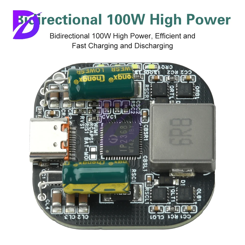 وحدة حماية شاحن ثنائية الاتجاه عالية الطاقة IP2368 2-5S تدعم PD100W Boost Buck شحن سريع واجهة من النوع C