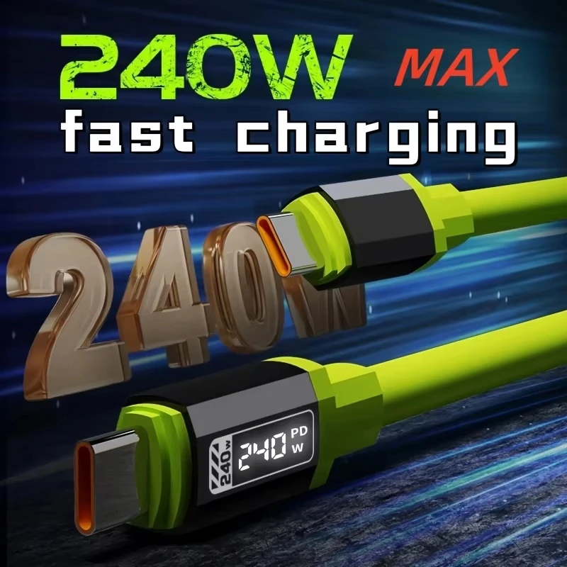 كابل Xiaomi 240W 1.5m شحن سريع للغاية USB من النوع C إلى النوع C مع شاشة عرض طاقة في الوقت الحقيقي لهاتف Huawei Samsung OPPO VIVO