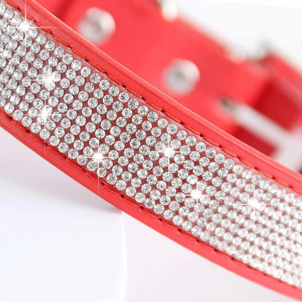 Crystal Glitter Rhinestone  Pet Collar Leather Puppy Necklace Collars For Small Medium Large Dogs Cat Chihuahua Pug Accessories