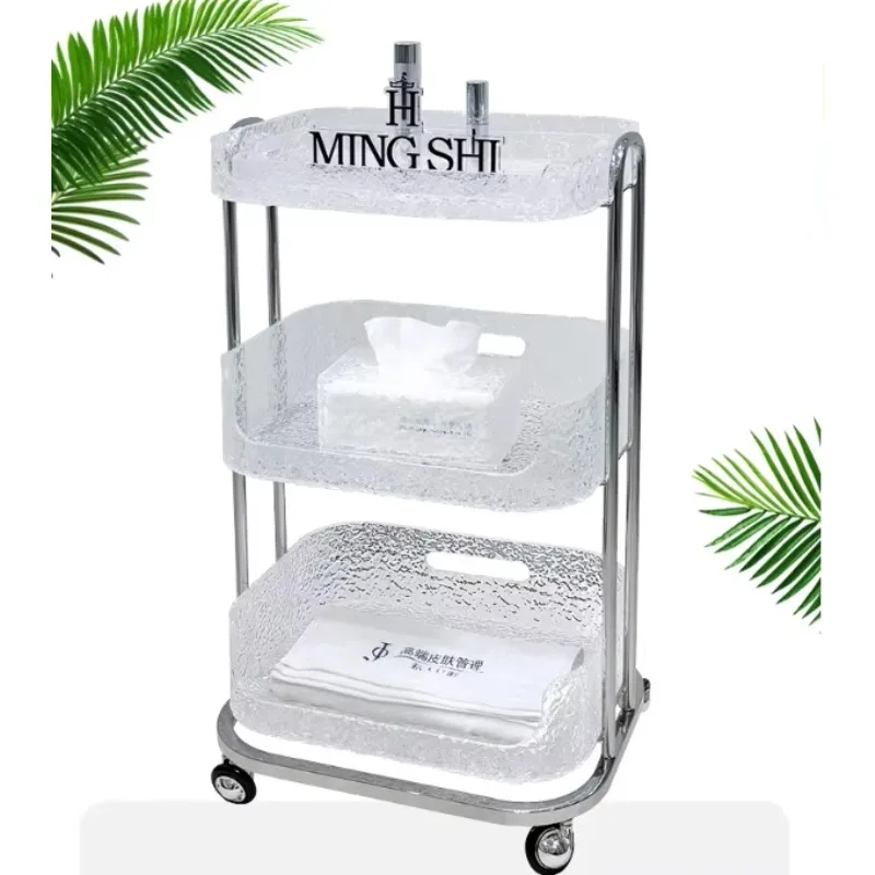 Beauty Rolling Equipment Cart Bracket Removable High-end Transparent Acrylic Desktop Cart