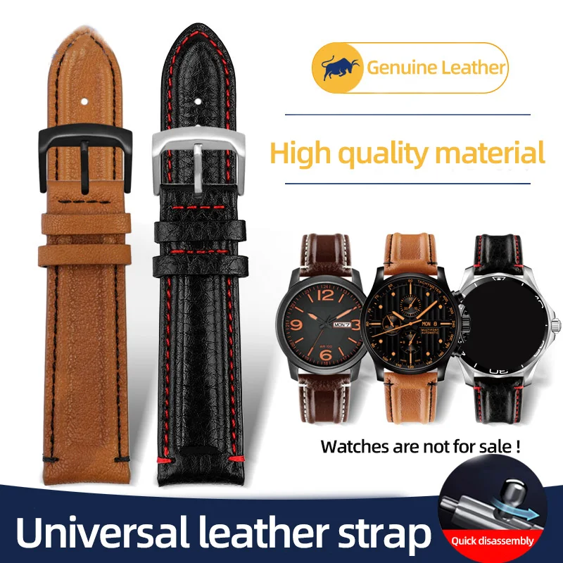 Quick-Release Cowhide Strap For Citizen BM8475 Tudor Small safflower Hamilton Khaki Aviation Genuine Leather Watch Band 20 22mm