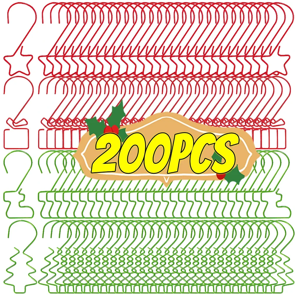 200-20PCS Christmas Ornament Hooks S Shaped Metal Christmas Hook DIY Christmas Tree Hanging Ornaments Hook for Home Party Decor