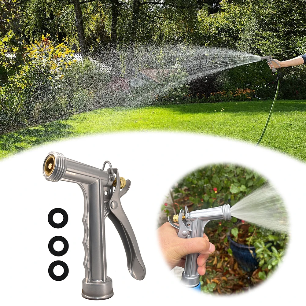 5.5inch Zinc Alloy Hose Spray Nozzle with Threaded Front Adjustable Hose Nozzle for Watering Plants Washing Car Showering Pet