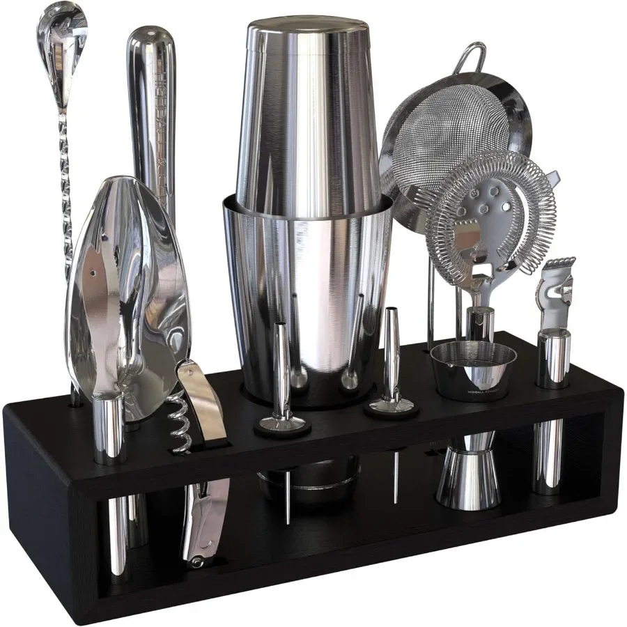 

13Piece Boston Cocktail Shaker Set Stainless Steel Mixology Bartender Kit With Stand For Home Bar Cocktail Set Laser Engraved C
