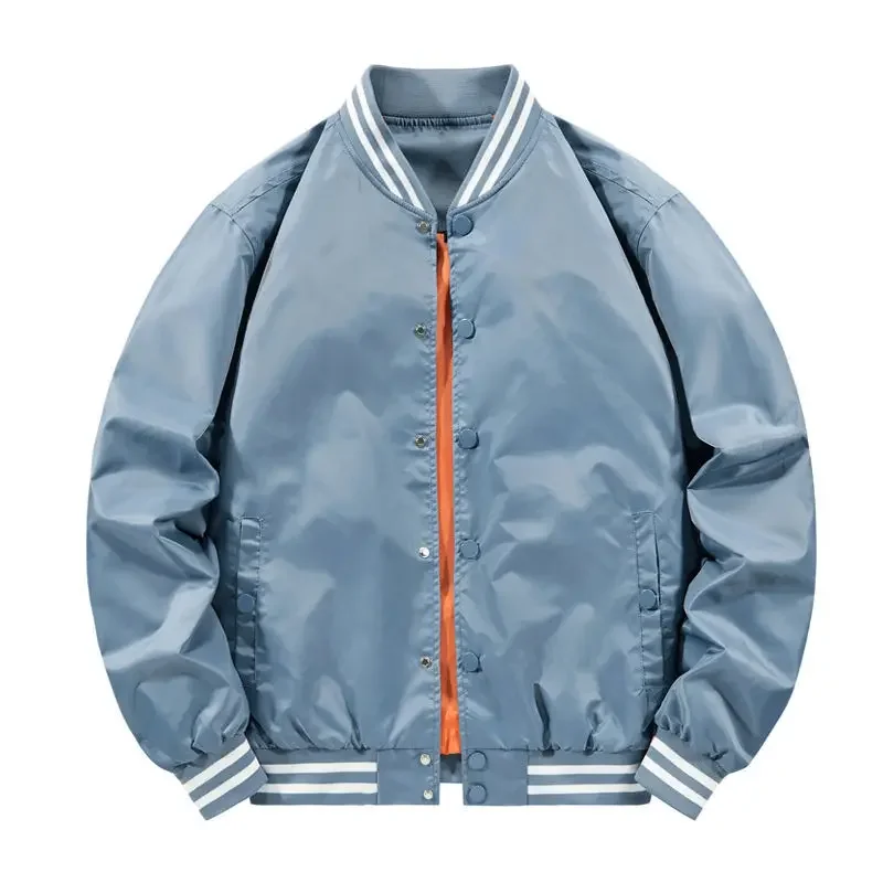 

Чистый цвет с воротником-стойкой, модная однобортная верхняя одежда, модная мужская бейсбольная форма, молодежная повседневная универсальная одежда большого размера