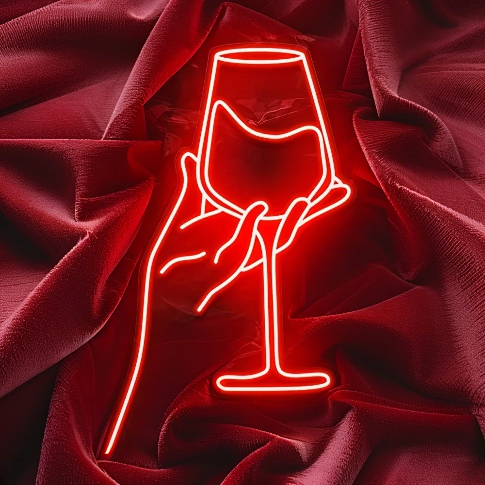 

Cheers Wine Glasses Led Neon Sign - Dimmable Party Light with USB Wall Decor for Home Bar & Bedroom Neon Signs for Wall Decor