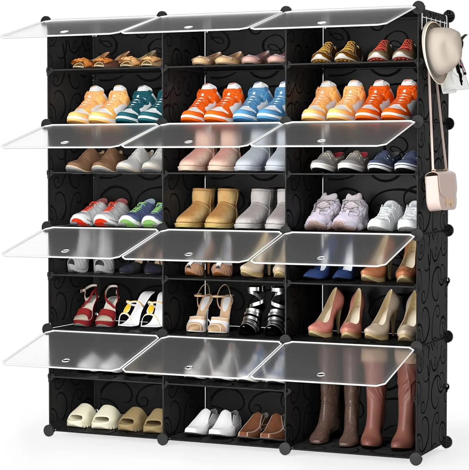 

Rack Organizer, 8 Tier Shoe Storage Cabinet 48 Pair Plastic Shoe Organizer Shelves for Closet Hallway Bedroom Entryway