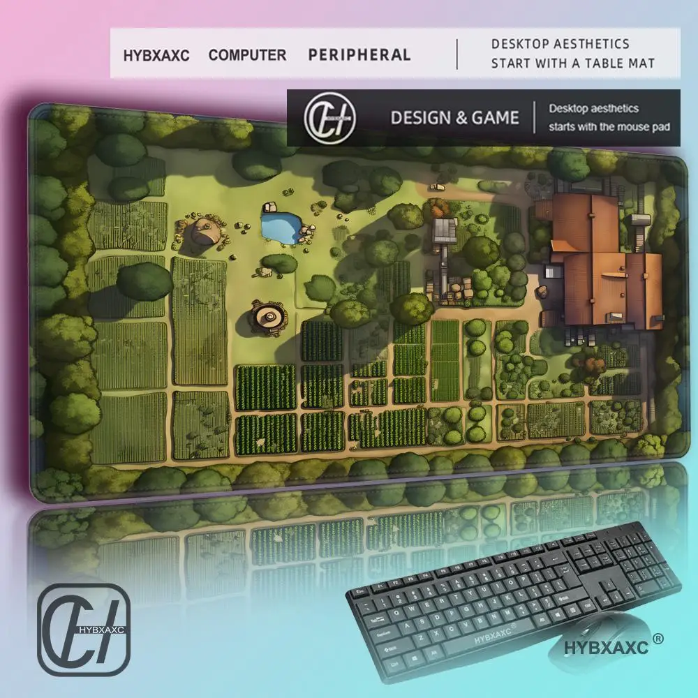 

HYBXAXC Large Green Village Map Mouse Pad with Wrist Support Games Desk Mat for MTG tcg,Non-Slip desk mat,Gaming Mouse pads