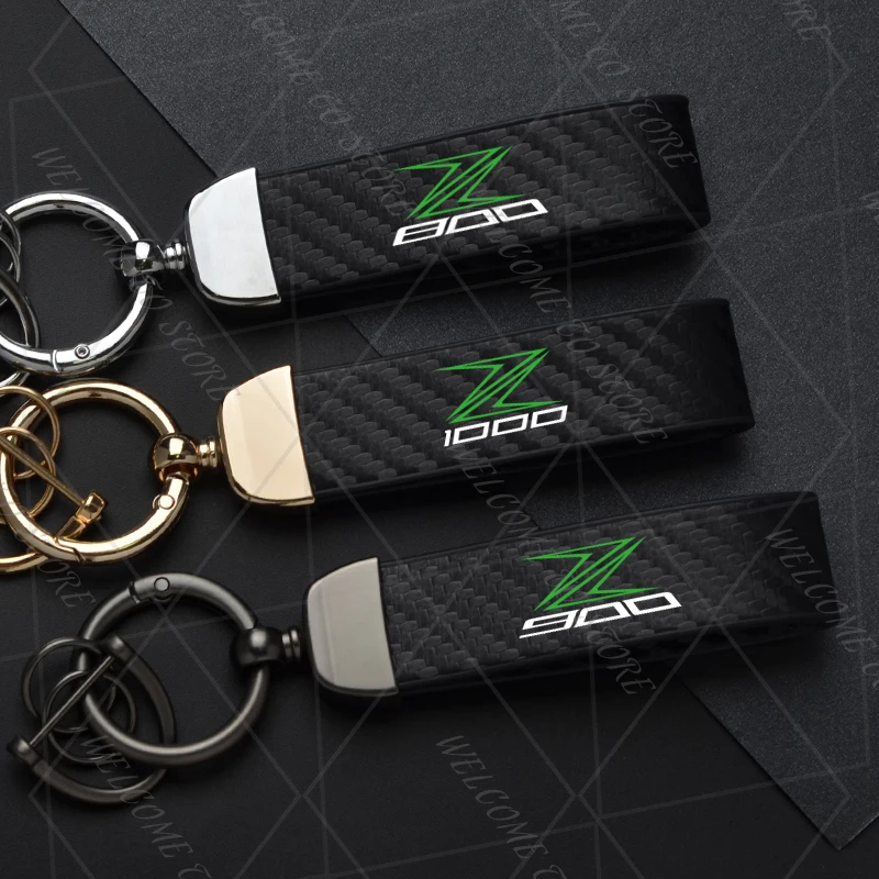 2025 Per Kawasaki Z900 Z1000 Z800 Z Serie LOGO Donna Uomo Portachiavi in pelle di carbonio Portachiavi moto Portachiavi Accessori
