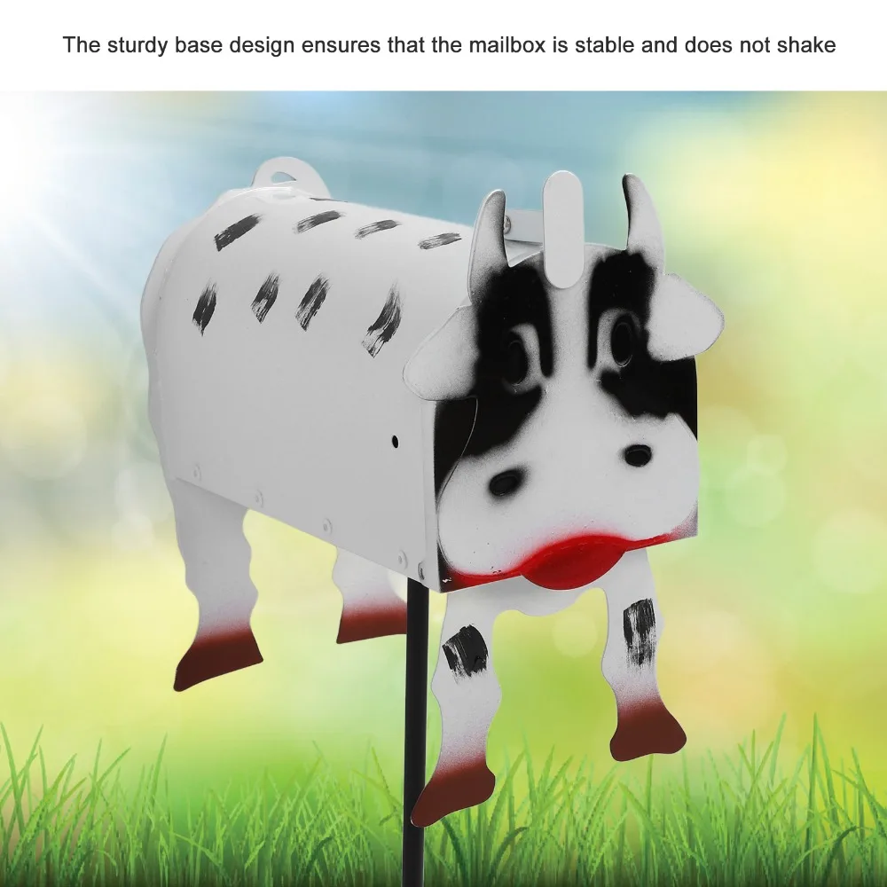 13pcs Iron Cow Mailbox Cover Spacious Delivery Port Ample Inner Space Animal Mailbox Cow Spots Farm Novelty Mailbox Farm Decor
