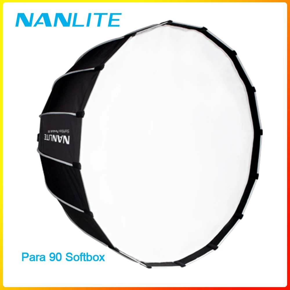 Nanlite Para 90 SB-PR-90 Softbox with grid Bowens Mount for Forza 300 Forza 500 P-100 P-200 90cm Diameter 65m Deep