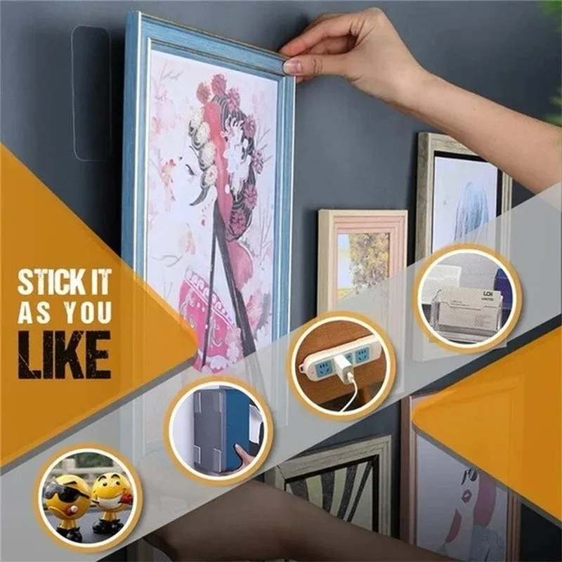 60 Pcs/Box Double Sided Adhesive Tape Reusable Multifunctional Removable Washable Tape For Walls/Wood/Tile/Plastic/Metal Surface
