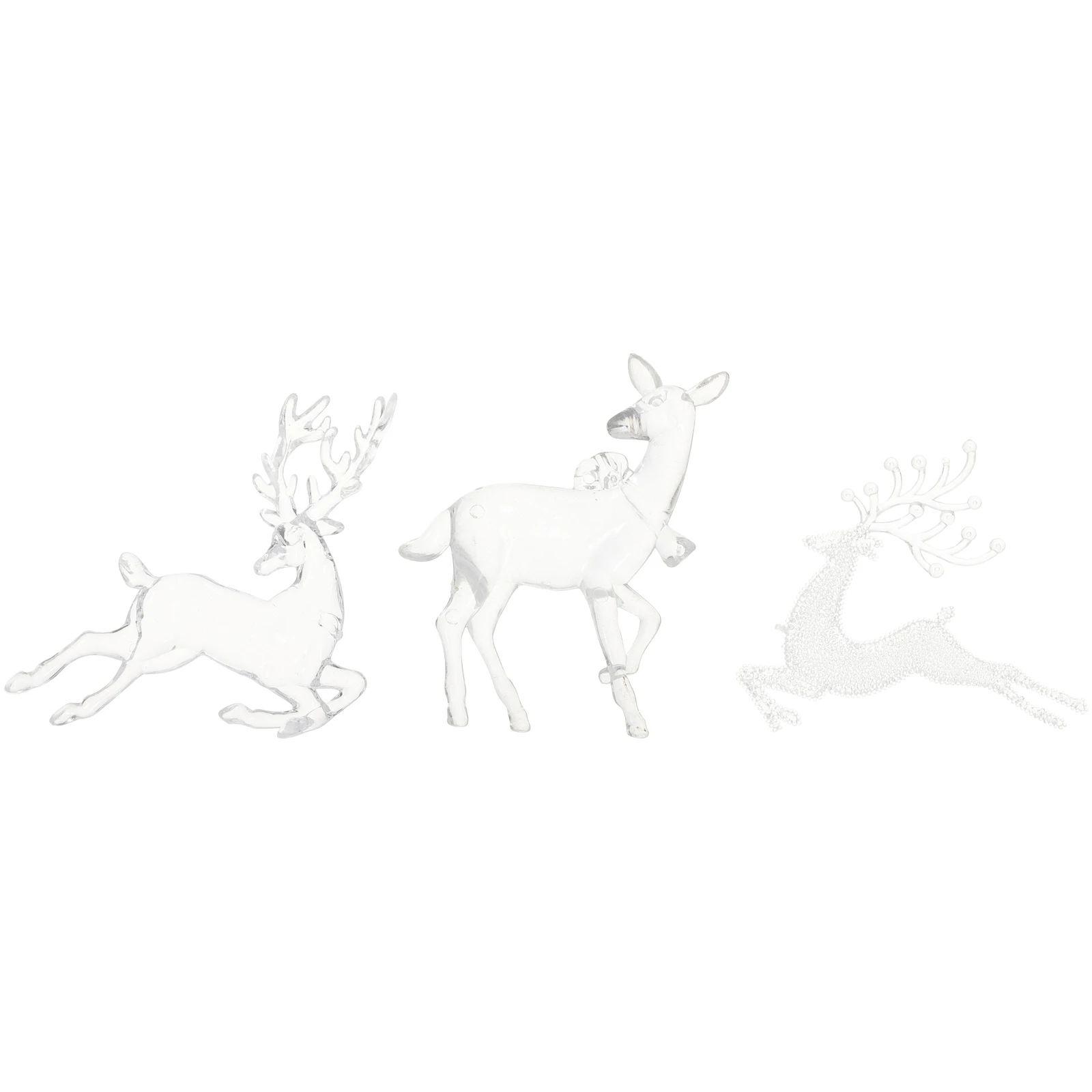

3pcs Deer Elk Xmas Decor Transparent Plastic Christmas nament Pendant Festive Tree Adornment Home Office Hotel School Store DIY