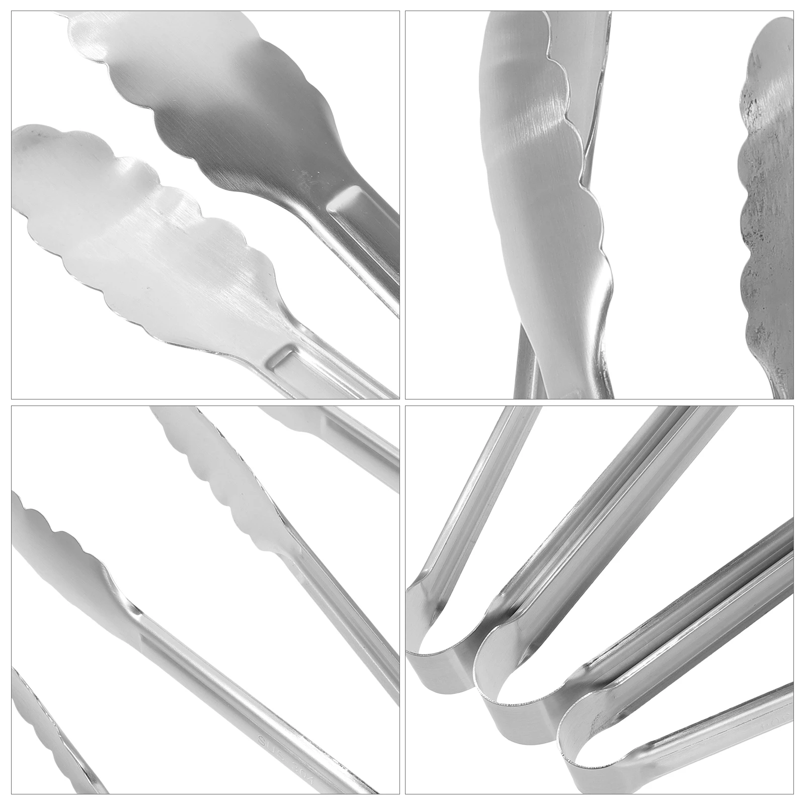 

304 Stainless Steel Food Tongs 3PC Large Medium Small Kitchen Cooking Grilling BBQ Tools Bread Steak Anti Scalding