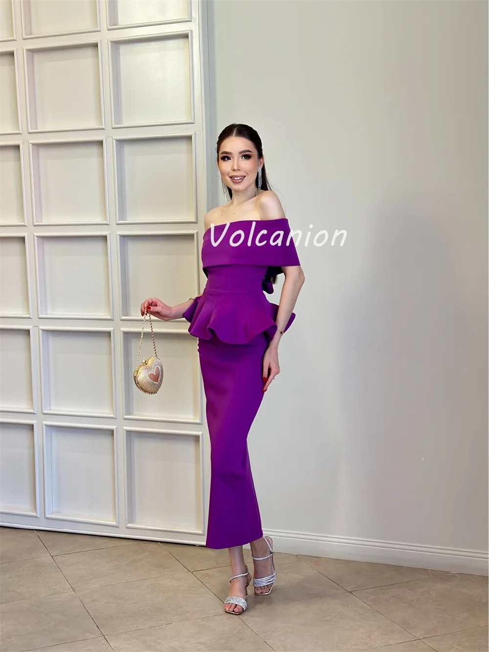 Customized Modern Style Fashion Jersey Draped Column Off-the-shoulder Ankle Length Dresses Bespoke Occasion Dresses Classic Sexy