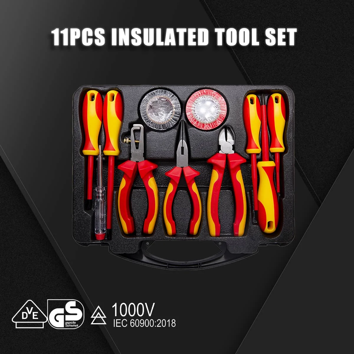 S673-11 11PCS Insulated Tool Set Insulated Handle Industrial Light Weight Tool High Hardness Multifunctional Tools Set