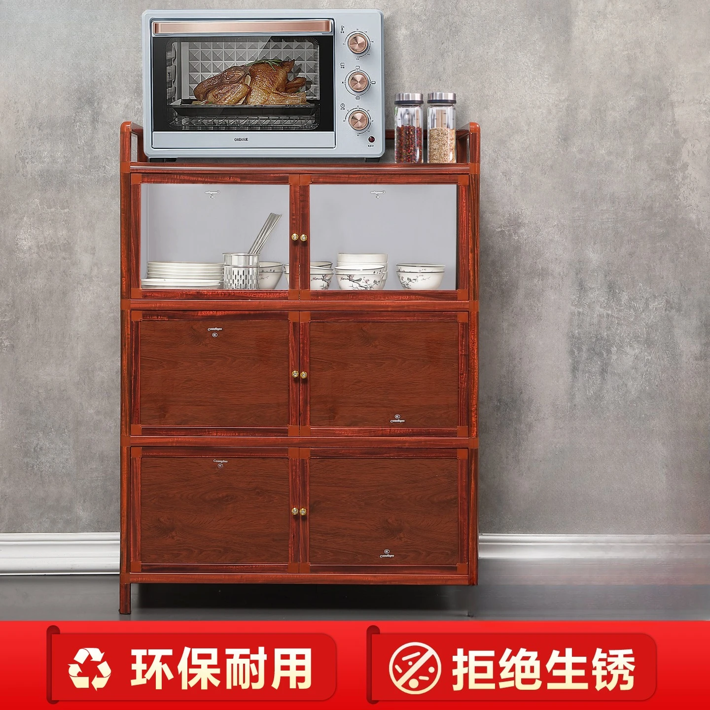 Aluminum alloy small sideboard multi-functional and simple assembly kitchen storage cabinet storage rack