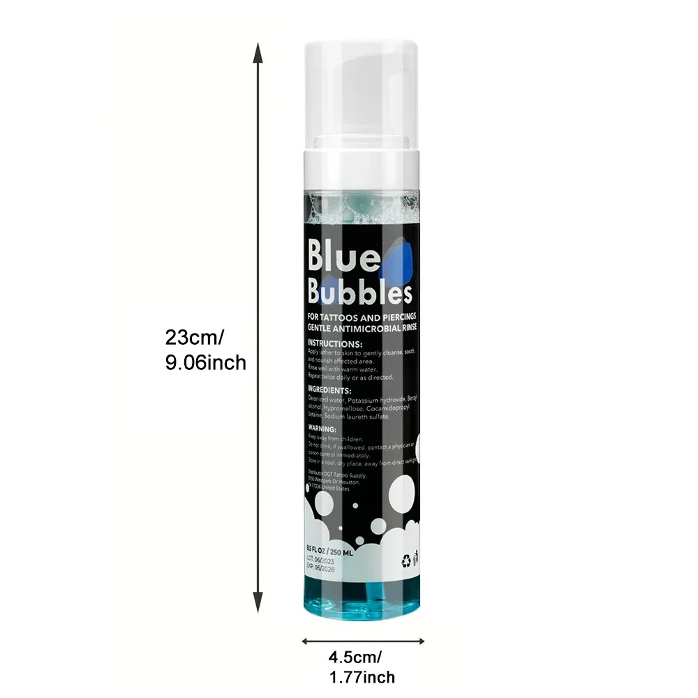 صابون العناية اللاحقة بالوشم الرغوي بالفقاعات الزرقاء سعة 8.5 أونصة - تركيبة نباتية مرطبة لطيفة لشفاء وثقب البشرة