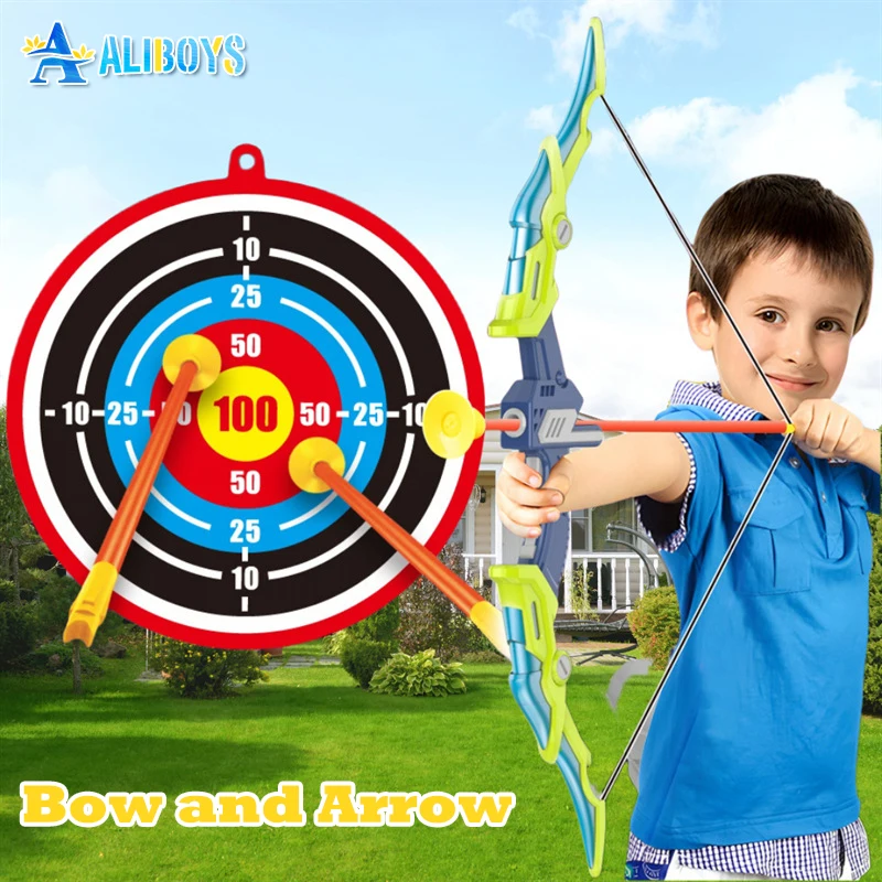 Bow And Arrow Light-up Archery Set Suction Cup Target Outdoor Shooting Sport Game Luminous Bow Arrow Soft Toy Children Boy Gift