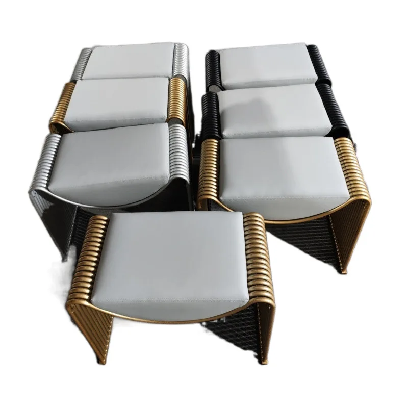 

Light luxury dressing guest modern simple changing living room leather sofa stool tea Italian chair