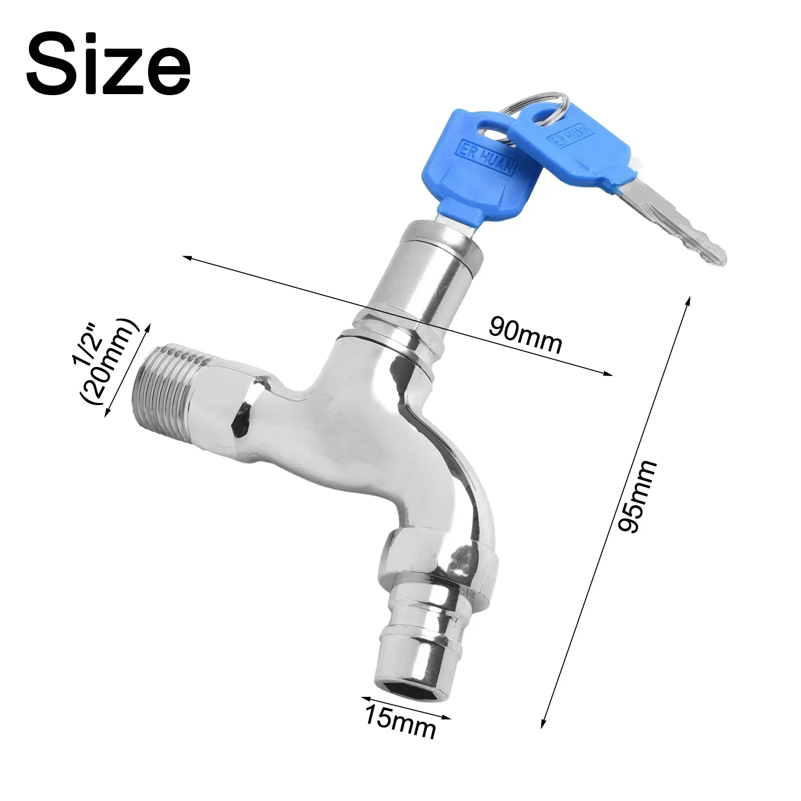 ~Anti-Theft Faucet ~Water Tap With Lock ~Key 1/2 Thread Alloy ~Sink Tap Household Outdoor ~Washing Machine Faucet Lockable