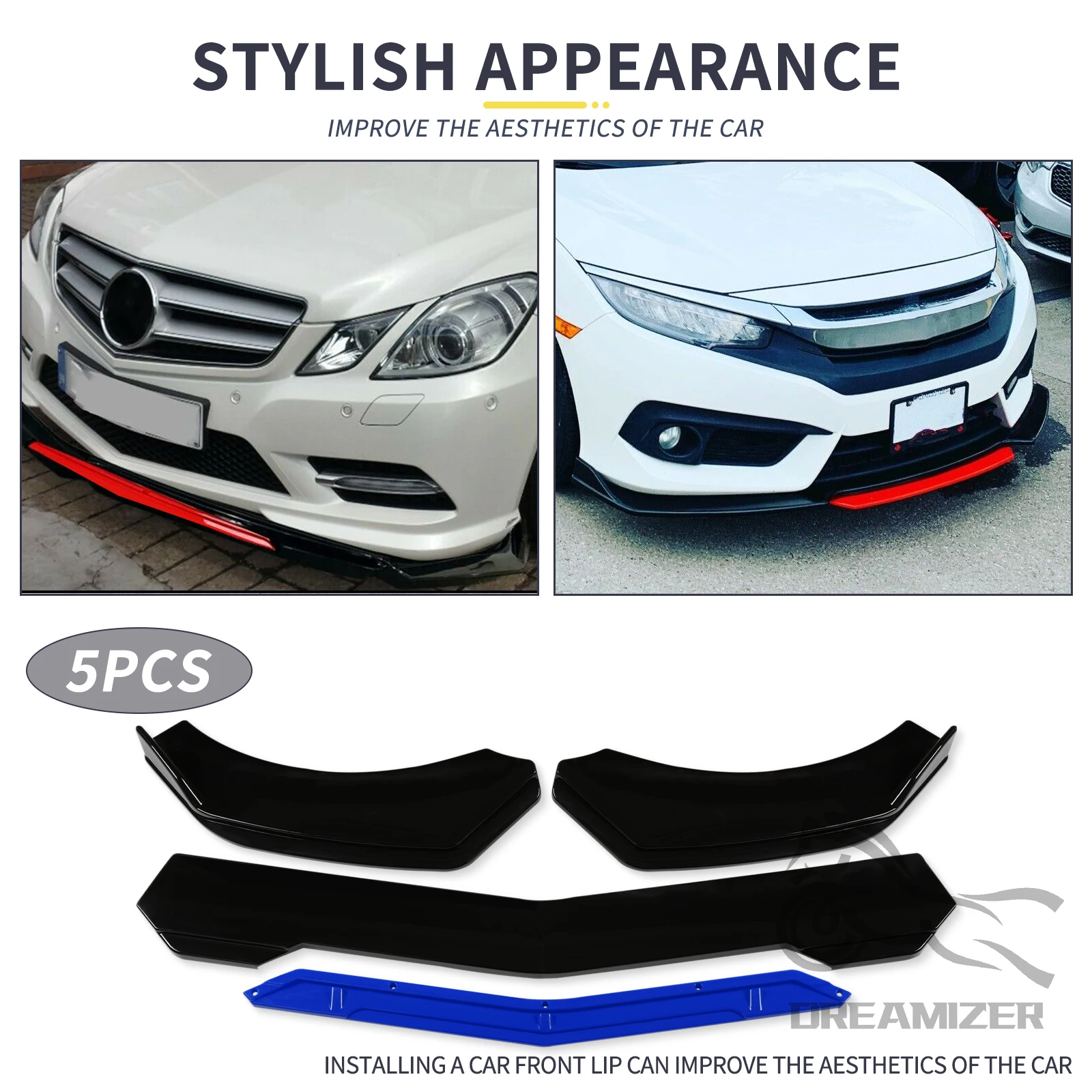 6 Colors Car Front Bumper Lip Chin Spoiler Splitter Diffuser Body Kits Trim Air Dam Protector For BMW For Volkswagen For Golf