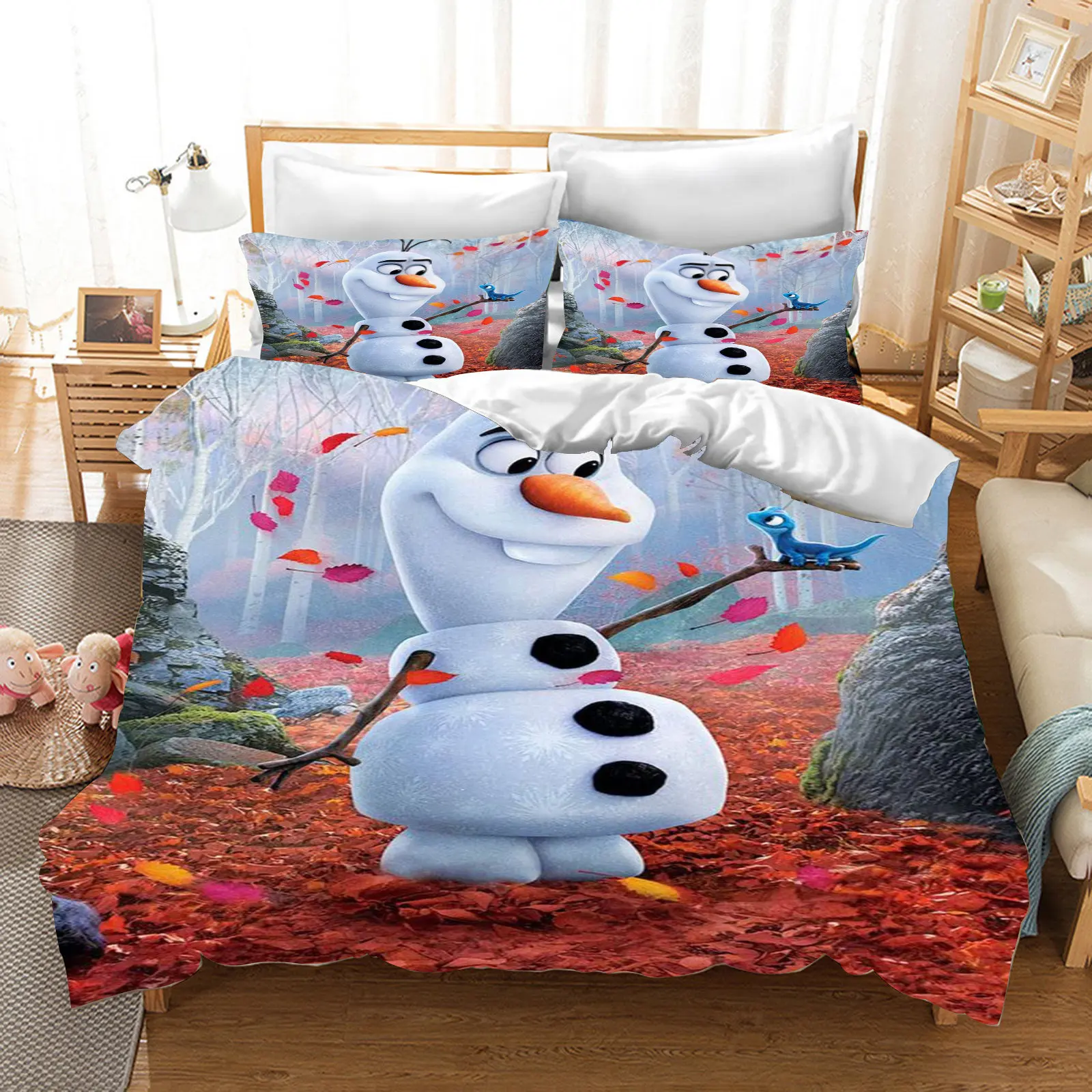 

Frozen Bedding Set 100% Polyester Children Duvet Cover Comforter Sets Twin Size 3-Piece Set 1 Quilt Cover Cute Printed Cartoon