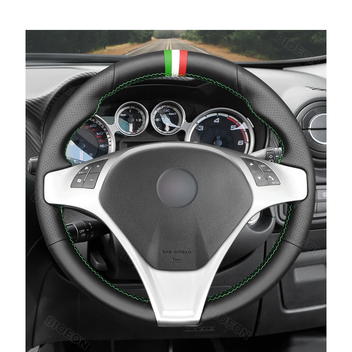 Hand-stitched Black PU Artificial Leather Car Steering Wheel Cover for Alfa Romeo MiTo 2008-2015 Giulietta 2010 2011 2012-2014